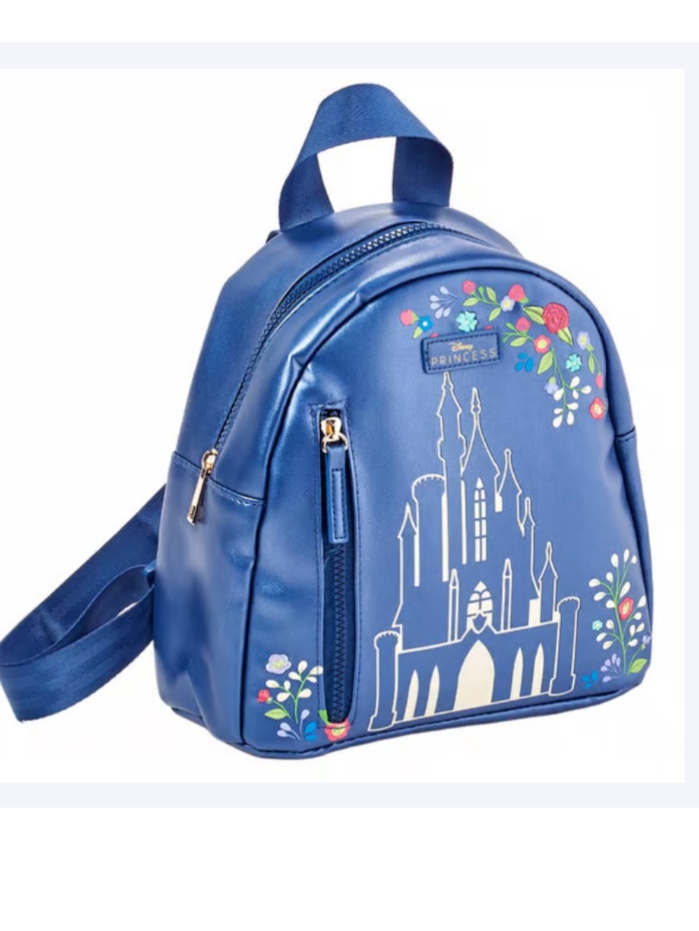 Disney Princess Navy Blue Mini Backpack with Castle and Floral Accents